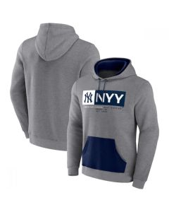 Men's New York Yankees Heathered Gray iconic Steppin Up Fleece Pullover Hoodie