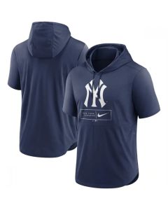 Men's New York Yankees Navy Short Sleeve Pullover Hoodie