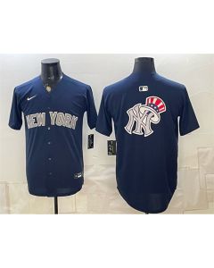 Men's New York Yankees Navy Team Big Logo Limited Stitched Baseball Jersey