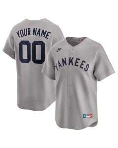 Men's New York Yankees Gray Throwback Cooperstown Collection Limited Custom Jersey