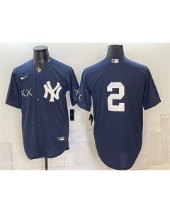 Men's New York Yankees x KAWS #2 Derek Jeter Navy Stadium Baseball Jersey