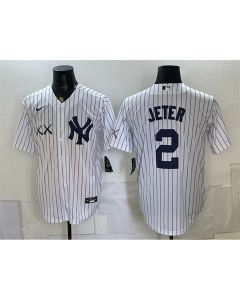 Men's New York Yankees x KAWS #2 Derek Jeter White Stadium Baseball Jersey