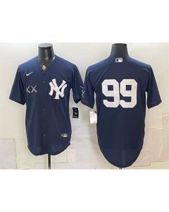 Men's New York Yankees x KAWS #99 Aaron Judge Navy Stadium Baseball Jersey
