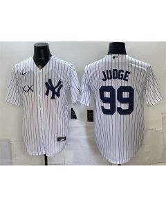 Men's New York Yankees x KAWS #99 Aaron Judge White Stadium Baseball Jersey