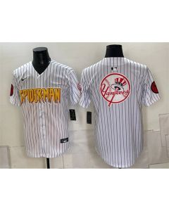 Men's New York Yankees X Spider-Man Team Big Logo White Limited Stitched Baseball Jersey (Style 3)