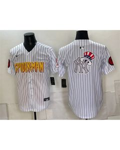 Men's New York Yankees X Spider-Man Team Big Logo White Limited Stitched Baseball Jersey (Style 5)