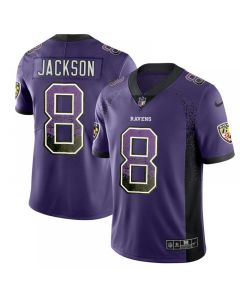 Men's NFL Baltimore Ravens #8 Lamar Jackson Purple 2018 Drift Fashion Color Rush Limited Stitched NFL Jersey