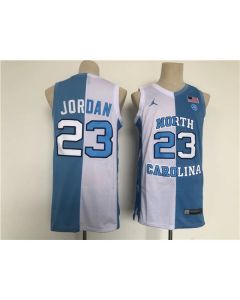 Men's North Carolina Tar Heels #23 Michael Jordan Blue/White Split Stitched Jersey