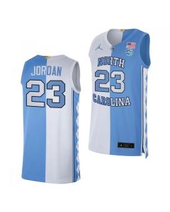 Men's North Carolina Tar Heels #23 Michael Jordan Blue White Split Stitched Jersey