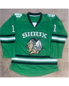Men's North Dakota Fighting Hawks Custom Green Stitched Jersey