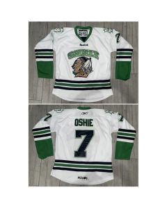 Men's North Dakota Fighting Sioux #7 T.J Oshie White Stitched Jersey