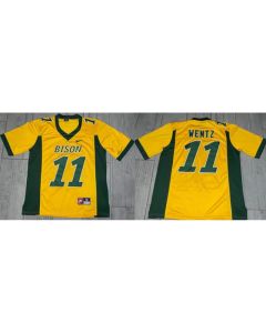 Men's North Dakota State Bison #11 Carson Wentz Yellow Stitched Football Jersey
