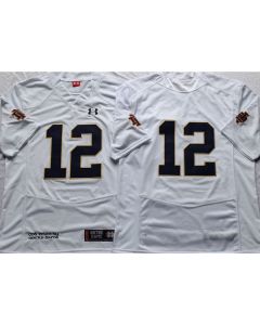 Men's Notre Dame Fighting Irish #12 Ian Book White Stitched Jersey (White)