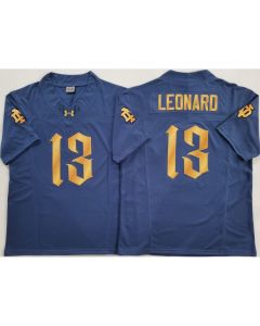 Men's Notre Dame Fighting Irish #13 Riley Leonard Blue Stitched Jersey (Blue)