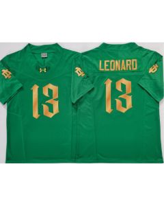 Men's Notre Dame Fighting Irish #13 Riley Leonard Green Stitched Jersey (Style 4)