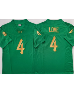 Men's Notre Dame Fighting Irish #4 Jeremiyah Love Green Stitched Jersey