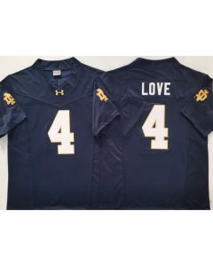 Men's Notre Dame Fighting Irish #4 Jeremiyah Love Navy Stitched Jersey (Style 2)