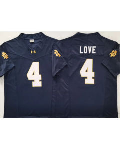 Men's Notre Dame Fighting Irish #4 Jeremiyah Love Navy Stitched Jersey