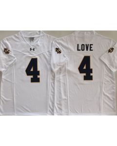 Men's Notre Dame Fighting Irish #4 Jeremiyah Love White Stitched Jersey