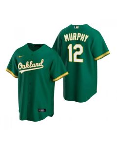 Men's Oakland Athletics #12 Sean Murphy Green Cool Base Stitched Jersey (Green)