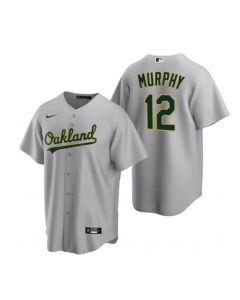 Men's Oakland Athletics #12 Sean Murphy Grey Cool Base Stitched Jersey