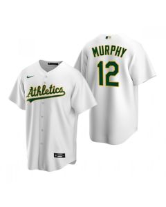 Men's Oakland Athletics #12 Sean Murphy White Cool Base Stitched Jersey