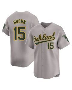 Men's Oakland Athletics #15 Seth Brown Gray Home Replica Jersey