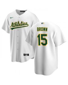 Men's Oakland Athletics #15 Seth Brown White Cool Base Stitched Jersey