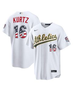 Men's Oakland Athletics #16 Nick Kurtz Nike White USA 250 Fourth of July Home Stadium Jersey