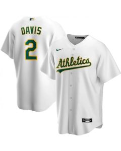 Men's Oakland Athletics #2 Khris Davis White Cool Base Stitched Jersey