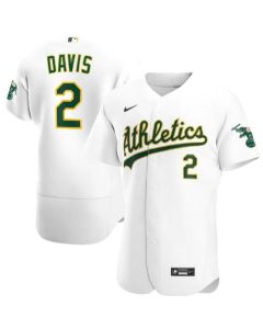 Men's Oakland Athletics #2 Khris Davis White Flex Base MLB Stitched Jersey