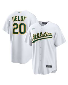 Men's Oakland Athletics #20 Zack Gelof White Home Replica Jersey