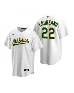 Men's Oakland Athletics #22 Ramon Laureano White Cool Base Stitched Jersey