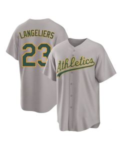 Men's Oakland Athletics #23 Shea Langeliers Gray Home Replica Jersey