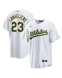 Men's Oakland Athletics #23 Shea Langeliers White Home Replica Jersey