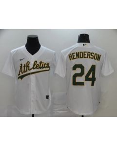 Men's Oakland Athletics #24 Rickey Henderson White Cool Base Stitched MLB Jersey