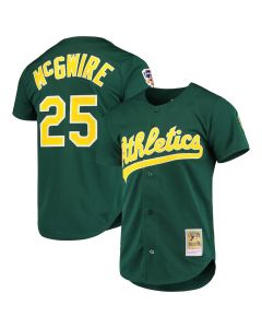 Men's Oakland Athletics #25 Mark McGwire Green 1997 Cooperstown Collection Authentic Jersey (Green)
