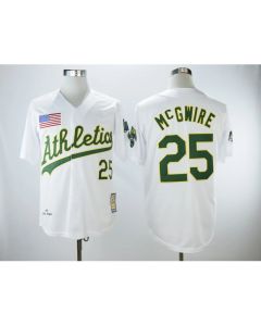 Men's Oakland Athletics #25 Mark McGwire White 1989 Throwback Stitched MLB Jersey