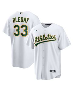 Men's Oakland Athletics #33 JJ Bleday White Home Replica Jersey