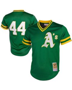 Men's Oakland Athletics #44 Reggie Jackson Green Cooperstown Mesh Batting Practice Jersey (Green)