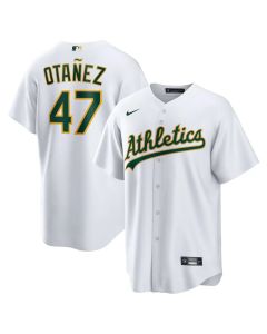 Men's Oakland Athletics #47 Michel Otanez White Home Replica Jersey (White)