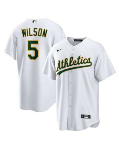 Men's Oakland Athletics #5 Jacob Wilson White Home Replica Jersey (White)