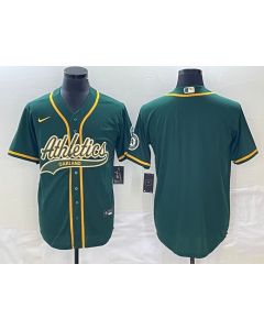 Men's Oakland Athletics Blank Green Cool Base Stitched Baseball Jersey