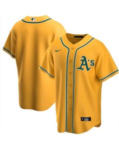 Men's Oakland Athletics Blank Yellow Cool Base Stitched Jersey