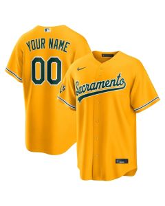 Men's Oakland Athletics Yellow Stitched Baseball Custom Jersey (Yellow)