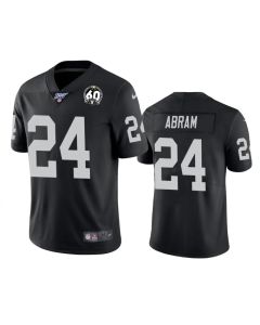 Men's Oakland Raiders #24 Johnathan Abram Black 100th Season with 60 Patch Vapor Limited Stitched NFL Jersey (Black)