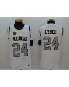 Men's Oakland Raiders #24 Marshawn Lynch White Stitched NFL Limited Tank Top Jersey