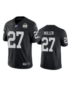 Men's Oakland Raiders #27 Trayvon Mullen Black 100th Season with 60 Patch Vapor Limited Stitched NFL Jersey