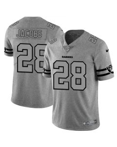 Men's Oakland Raiders #28 Josh Jacobs 2019 Gray Gridiron Team Logo Limited Stitched NFL Jersey