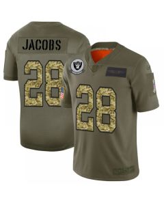 Men's Oakland Raiders #28 Josh Jacobs 2019 Olive/Camo Salute To Service Limited Stitched NFL Jersey